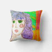 グリーンアイドレディ抽象芸術アート クッション (裏面)