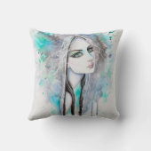 グリーンアイド幽霊抽象芸術ファンタジーアートポートレート クッション (裏面)