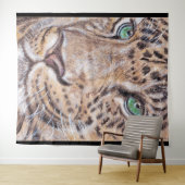 グリーンアイヒョウ顔 タペストリー (インサイチュ(横))