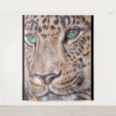 グリーンアイヒョウ顔 タペストリー (正面)