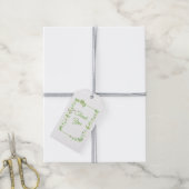 グリーンアイビーにピンクの花芽のウェディング ギフトタグ (より糸付き)