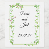 グリーンアイビーのピンク結婚の芽 ワインラベル (シングルラベル)