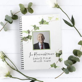 グリーンアイビーの水彩画 追悼 参列者記帳帳 ノートブック