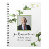 グリーンアイビーの水彩画 追悼 参列者記帳帳 ノートブック (正面)