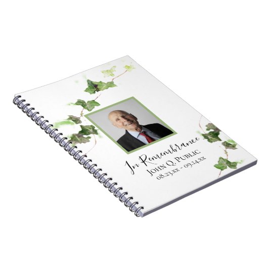 グリーンアイビーウォーターカラー葬儀記念ゲストブック ノートブック (右側)