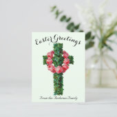 グリーンアイビーフローラクロスヴィンテージイースター宗教 ポストカード (スタンド正面)