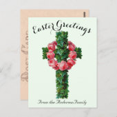 グリーンアイビーフローラクロスヴィンテージイースター宗教 ポストカード (正面/裏面)