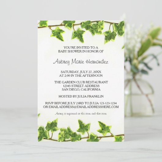 グリーンアイビーベビーシャワー招待状 招待状 (スタンド正面)