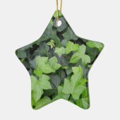 グリーンアイビーボタニカルプリント セラミックオーナメント (左)