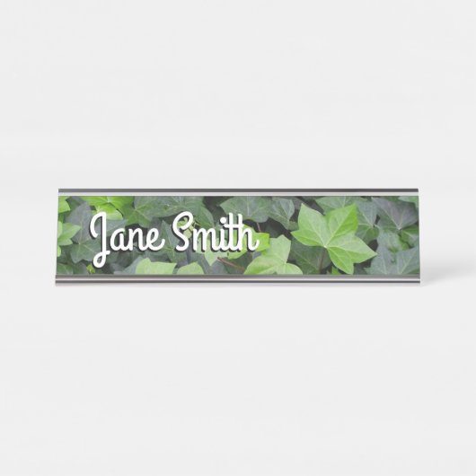 グリーンアイビーボタニカルプリント デスクネームプレート (正面)