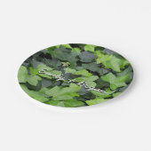 グリーンアイビーボタニカルプリント ペーパープレート (アングル)