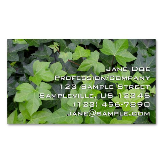 グリーンアイビーボタニカルプリント マグネット名刺 (正面)