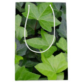 グリーンアイビーボタニカルプリント ミディアムペーパーバッグ (正面)