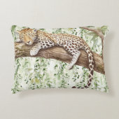 グリーンアイビー抽象芸術ジャングルヒョウin tree アクセントクッション (正面)