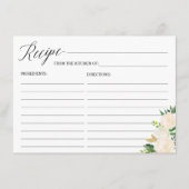 グリーンアイボリーフローラブライダルシャワーレシピカード エンクロージャーカード (正面)