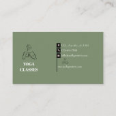 グリーンアイボリーミニマリストヨガビジネスカード 名刺 (裏面)