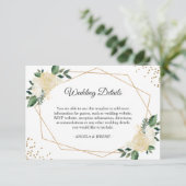 グリーンアイボリー金ゴールドフローラ結婚披露宴詳細 エンクロージャーカード (スタンド正面)