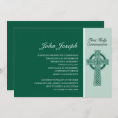 グリーンアイリッシュクロスファースト聖餐式 招待状 (正面/裏面)