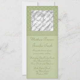 グリーンアイリッシュケルト結び目模様フォト結婚式招待状 招待状