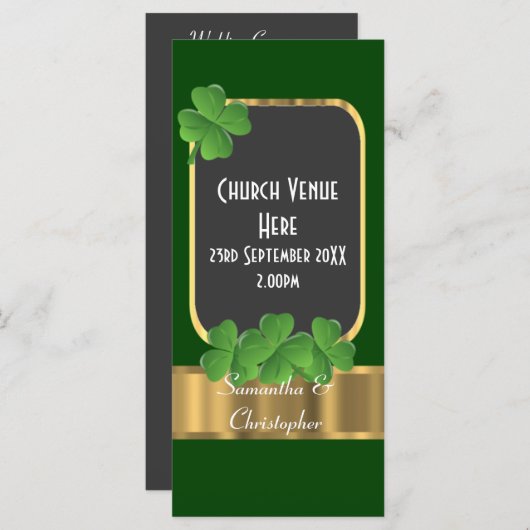 グリーンアイリッシュシャムロッククローバー結婚式プログラム プログラム (正面/裏面)
