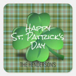 グリーンアイリッシュシャムロックSt patricks dayファミリー スクエアシール