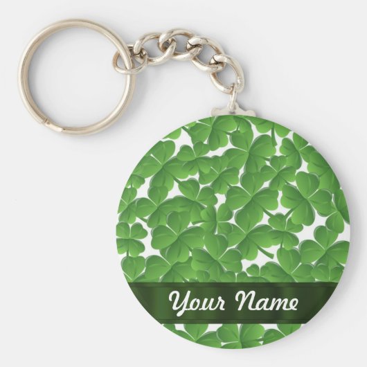 グリーンアイリッシュシャムロパーソナライズされたック キーホルダー (正面)