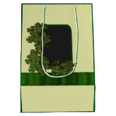 グリーンアイリッシュシャムロパーソナライズされた結婚ック ミディアムペーパーバッグ (裏面)