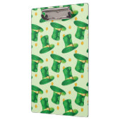 グリーンアイリッシュハットパターンセントパトリックの日デザイン クリップボード (左)