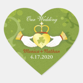 グリーンアイリッシュハートシェイプ結婚式招待状 ハートシール