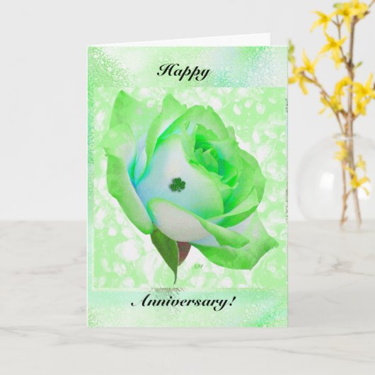グリーンアイリッシュバラと記念日2 カード (黄色い花)