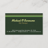 グリーンアイリッシュパブマネージャバーテンダービジネスカード 名刺 (裏面)