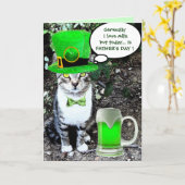 グリーンアイリッシュビールのお父さんの日猫 カード (黄色い花)