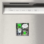 グリーンアイリッシュビールを飲むセントパトリックのデイキャット マグネット (インサイチュ (食洗機))