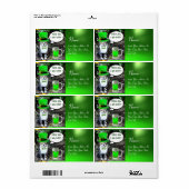 グリーンアイリッシュビールを飲むセントパトリックのデイキャット ラベル (フルシート)