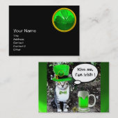 グリーンアイリッシュビールを飲むセントパトリックのデイキャット 名刺 (正面/裏面)