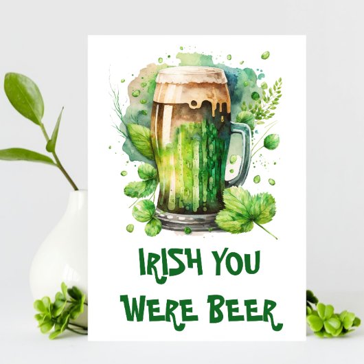 グリーンアイリッシュビールクローバーおもしろいSt patricks dayカード 案内状