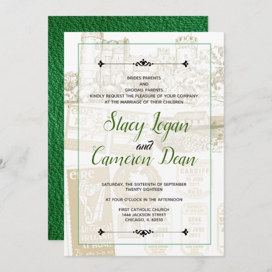 グリーンアイルランドパスポート招待状 招待状 (正面/裏面)