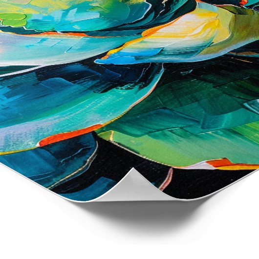 グリーンアガベサボスサウ絵画ザンストブラック ポスター (角)