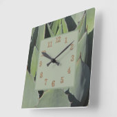 グリーンアガ葉ブ植物写真南西 スクエア壁時計 (傾斜)