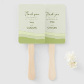 グリーンアクアグラディエントパステル結婚式の引き出物 モダン ハンドファン (正面&裏面)