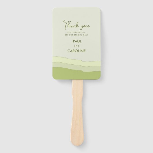 グリーンアクアグラディエントパステル結婚式の引き出物 モダン ハンドファン (正面)