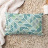 グリーンアクアグレイ抽象芸術三角形パターン ランバークッション (ブランケット)