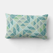 グリーンアクアグレイ抽象芸術三角形パターン ランバークッション (裏面)
