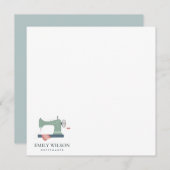 グリーンアクアピンク裁縫機テーラービジネス ノートカード (正面/裏面)