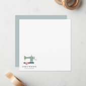 グリーンアクアピンク裁縫機テーラービジネス ノートカード (正面/裏面インサイチュ)