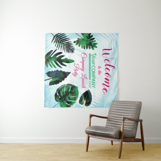 グリーンアクアマリン熱帯葉タペストリー タペストリー (インサイチュ(横))