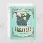 グリーンアクア日付を保存する – 素敵な鳥とARマップ 案内ポストカード (正面/裏面)