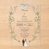 グリーンアクリルリース スペイン 結婚式 アクリル招待状 (正面)