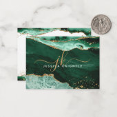 グリーンアゲテゲード金ゴールドグリッターモノグラムスクリプト ノートカード (正面/裏面インサイチュ)