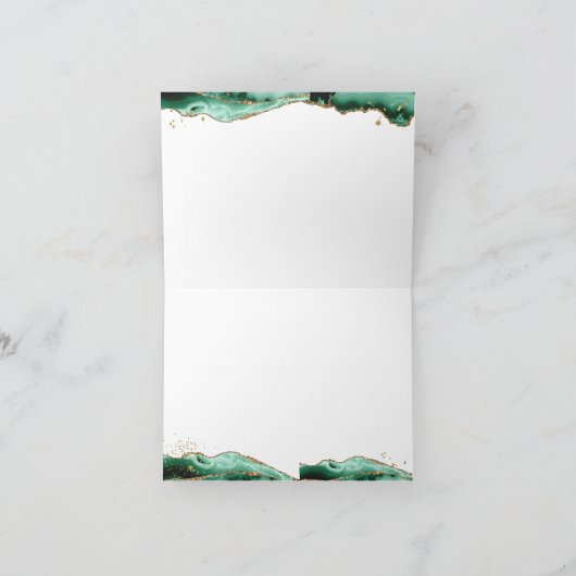 グリーンアゲテゲード金ゴールドグリッターモノグラムスクリプト ノートカード (内部)